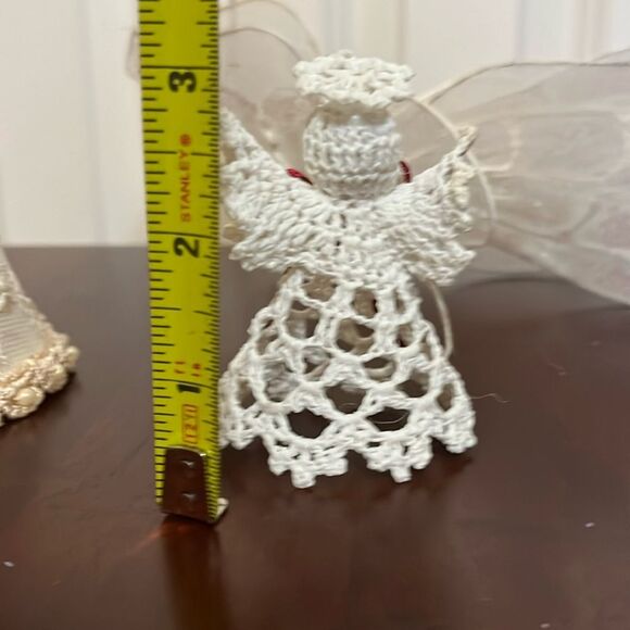 Crochet Lace Angel Holiday Ornament Decoration Set of 3 Bundle Vintage - Picture 5 of 8